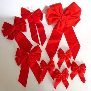 NEW 24” to 8” RED VELVETEEN HOLIDAY DECORATIVE CHRISTMAS BLOW LOT OF 8